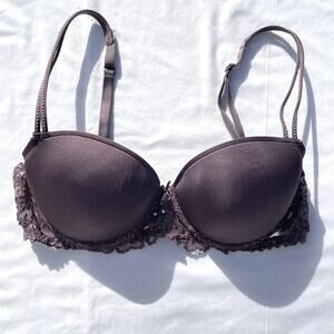 Marie Jo 32C Purple Demi Bra Underwire Strappy Embroidered